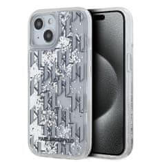 Karl Lagerfeld  Liquid Glitter Monogram Gradient Zadní Kryt pro iPhone 15 White