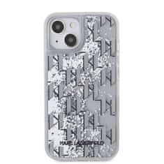 Karl Lagerfeld  Liquid Glitter Monogram Gradient Zadní Kryt pro iPhone 14 White