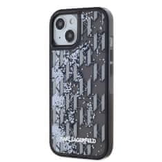 Karl Lagerfeld  Liquid Glitter Monogram Gradient Zadní Kryt pro iPhone 14 Black