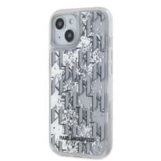 Karl Lagerfeld  Liquid Glitter Monogram Gradient Zadní Kryt pro iPhone 14 White