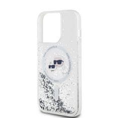 Karl Lagerfeld  Liquid Glitter Karl and Choupette Heads MagSafe Zadní Kryt pro iPhone 14 Pro Max Transparent