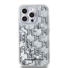 Karl Lagerfeld  Liquid Glitter Monogram Gradient Zadní Kryt pro iPhone 14 Pro White