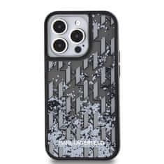 Karl Lagerfeld  Liquid Glitter Monogram Gradient Zadní Kryt pro iPhone 14 Pro Black