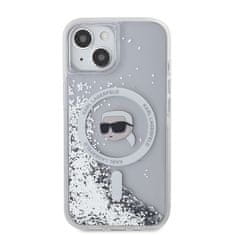 Karl Lagerfeld  Liquid Glitter Karl Head Magsafe Zadní Kryt pro iPhone 15 Transparent