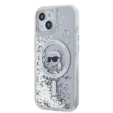 Karl Lagerfeld  Liquid Glitter Karl Head Magsafe Zadní Kryt pro iPhone 15 Transparent