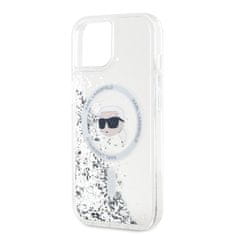 Karl Lagerfeld  Liquid Glitter Karl Head Magsafe Zadní Kryt pro iPhone 15 Transparent