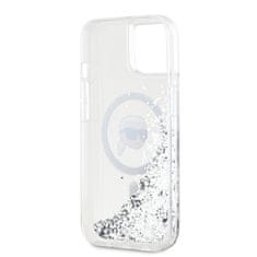 Karl Lagerfeld  Liquid Glitter Karl Head Magsafe Zadní Kryt pro iPhone 15 Transparent