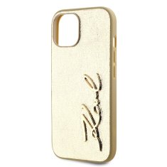 Karl Lagerfeld  Wrinkled PU Signature Logo Zadní Kryt pro iPhone 14 Gold