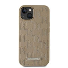 Karl Lagerfeld  PU Leather Monogram Metal Logo Magsafe Zadní Kryt pro iPhone 14 Beige