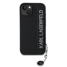 Karl Lagerfeld  PU Saffiano Rhinestone Charm Zadní Kryt pro iPhone 15 Black