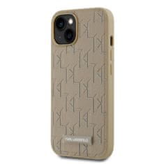 Karl Lagerfeld  PU Leather Monogram Metal Logo Magsafe Zadní Kryt pro iPhone 14 Beige