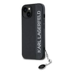 Karl Lagerfeld  PU Saffiano Rhinestone Charm Zadní Kryt pro iPhone 15 Black