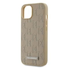 Karl Lagerfeld  PU Leather Monogram Metal Logo Magsafe Zadní Kryt pro iPhone 14 Beige