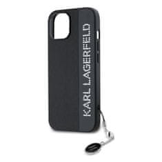 Karl Lagerfeld  PU Saffiano Rhinestone Charm Zadní Kryt pro iPhone 15 Black