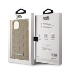 Karl Lagerfeld  PU Leather Monogram Metal Logo Magsafe Zadní Kryt pro iPhone 14 Beige