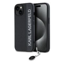 Karl Lagerfeld  PU Saffiano Rhinestone Charm Zadní Kryt pro iPhone 15 Black