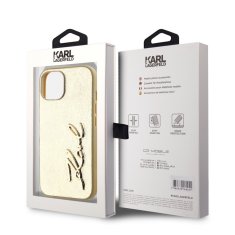 Karl Lagerfeld  Wrinkled PU Signature Logo Zadní Kryt pro iPhone 15 Gold