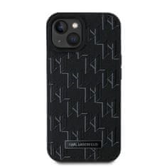 Karl Lagerfeld  PU Leather Monogram Metal Logo Magsafe Zadní Kryt pro iPhone 15 Black