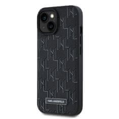 Karl Lagerfeld  PU Leather Monogram Metal Logo Magsafe Zadní Kryt pro iPhone 15 Black