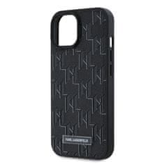 Karl Lagerfeld  PU Leather Monogram Metal Logo Magsafe Zadní Kryt pro iPhone 15 Black