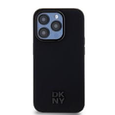 DKNY Zadní Kryt PU Leather Stack Logo Magsafe pro iPhone 15 Pro Max černý