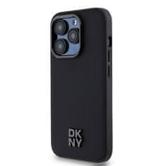 DKNY Zadní Kryt PU Leather Stack Logo Magsafe pro iPhone 14 Pro Max černý
