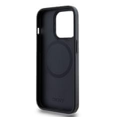 DKNY Zadní Kryt PU Leather Stack Logo Magsafe pro iPhone 15 Pro Max černý
