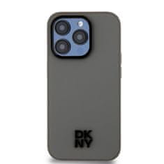 DKNY Zadní Kryt PU Leather Stack Logo Magsafe pro iPhone 15 Pro Max šedý