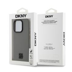 DKNY Zadní Kryt PU Leather Stack Logo Magsafe pro iPhone 15 Pro šedý