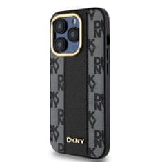 DKNY Zadní Kryt PU Leather Checkered Pattern Magsafe pro iPhone 15 Pro černý