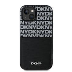 DKNY Zadní Kryt PU Leather Repeat Pattern Card Pocket pro iPhone 15 Black