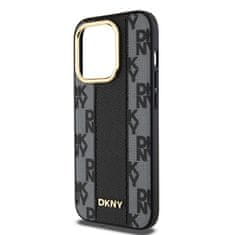 DKNY Zadní Kryt PU Leather Checkered Pattern Magsafe pro iPhone 15 Pro Max černý