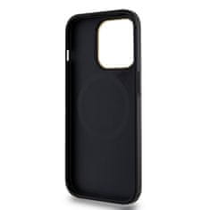 DKNY Zadní Kryt PU Leather Checkered Pattern Magsafe pro iPhone 15 Pro černý