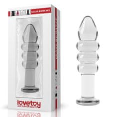 Lovetoy Bílý Skleněný Anální Kolík S 3 Kroužky 14Cm