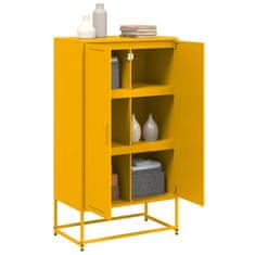 Vidaxl Skříň highboard hořčicově žlutá 68,5 x 38,5 x 123,5 cm ocel