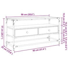 Vidaxl TV skříňka se skleněnou deskou šedá sonoma 98x35x51 cm kompozit