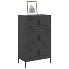 Vidaxl Skříň highboard černá 68 x 39 x 113 cm ocel