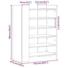 Vidaxl Botník dub sonoma 74,5 x 37,5 x 100 cm kompozitní dřevo