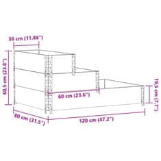 Petromila 3patrový vyvýšený záhon 120 x 80 cm masivní borové dřevo