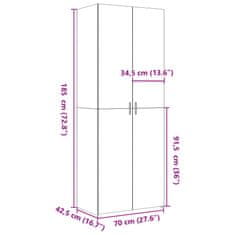 Vidaxl Skříň highboard šedá sonoma 70 x 42,5 x 185 cm kompozitní dřevo