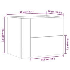 Vidaxl Nástěnný noční stolek šedý sonoma 45 x 30 x 35 cm