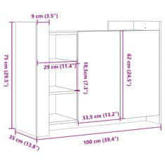 Vidaxl Příborník kouřový dub 100 x 35 x 75 cm kompozitní dřevo