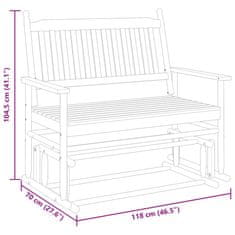 Vidaxl Lavice glider šedá 118 x 70 x 104,5 cm masivní topolové dřevo