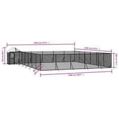 Vidaxl Venkovní psí kotec se střechou stříbrný 12 x 12 x 2,5 m ocel