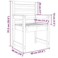 Vidaxl Zahradní židle 2 ks bílé 60 x 48 x 91 cm masivní borové dřevo