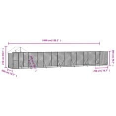 Vidaxl Venkovní psí kotec se střechou stříbrný 14 x 2 x 2,5 m ocel