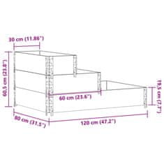 Petromila 3patrový vyvýšený záhon černý 120 x 80 cm masivní borové dřevo