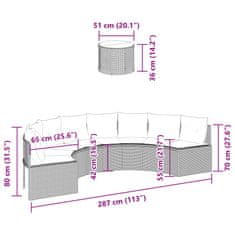Vidaxl Zahradní pohovka se stolem a poduškami půlkruh béžová polyratan