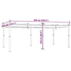 Petromila Zahradní altán se zatahovací střechou taupe 3 x 6 hliník