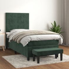 Petromila Box spring postel s matrací tmavě zelená 90x200 cm samet